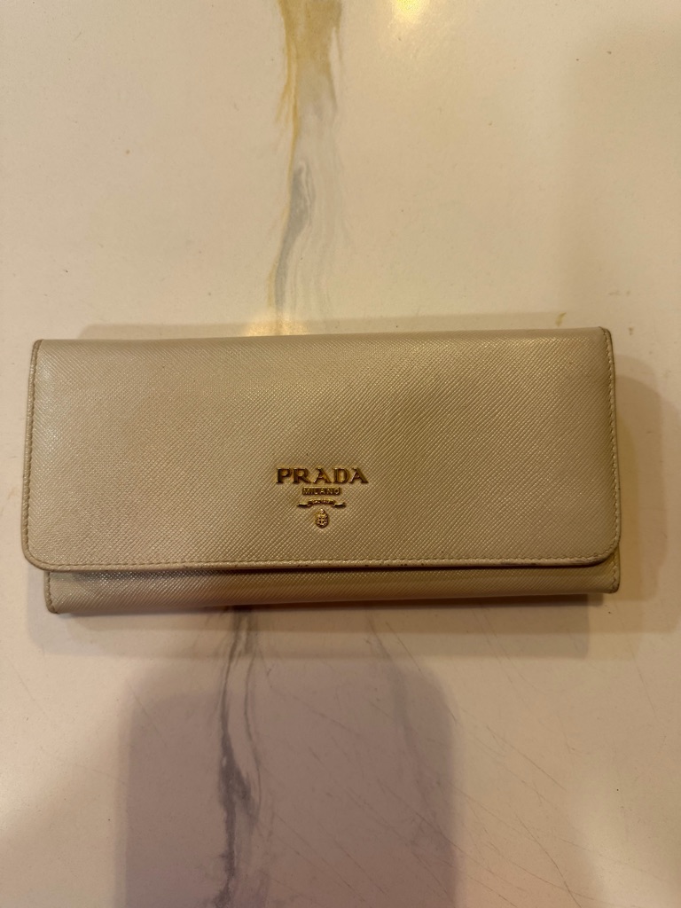Prada Saffiano Continental Wallet In Champagne Gold